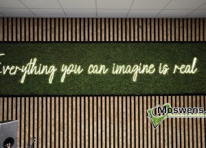 Neon in een moswand | Moswens - Moswens